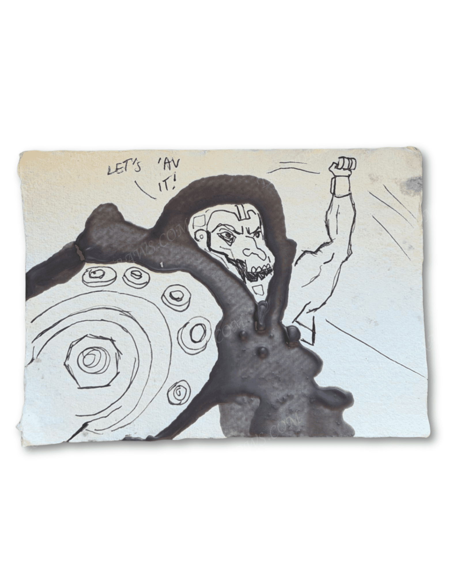 Trap Jaw ink and coffee stain artwork on handmade paper by Sam C. Wilson