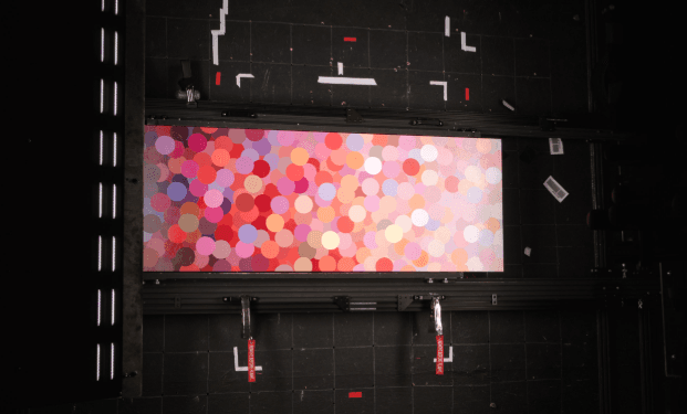 Large-format scanning back photographing artwork mounted on a magnetic wall. Photo by Bellevue Fine Art Reproduction.