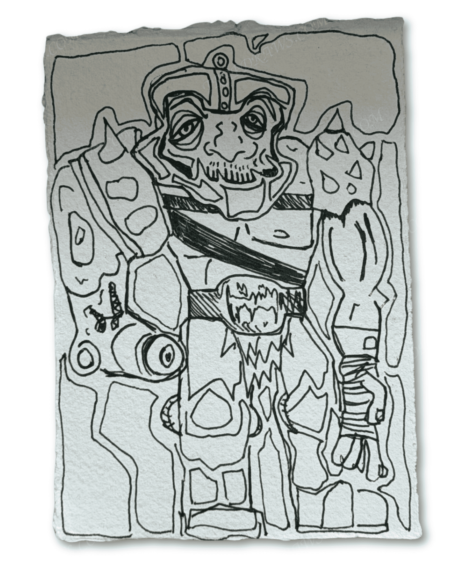 Trap Jaw ink artwork on handmade paper by Sam C. Wilson